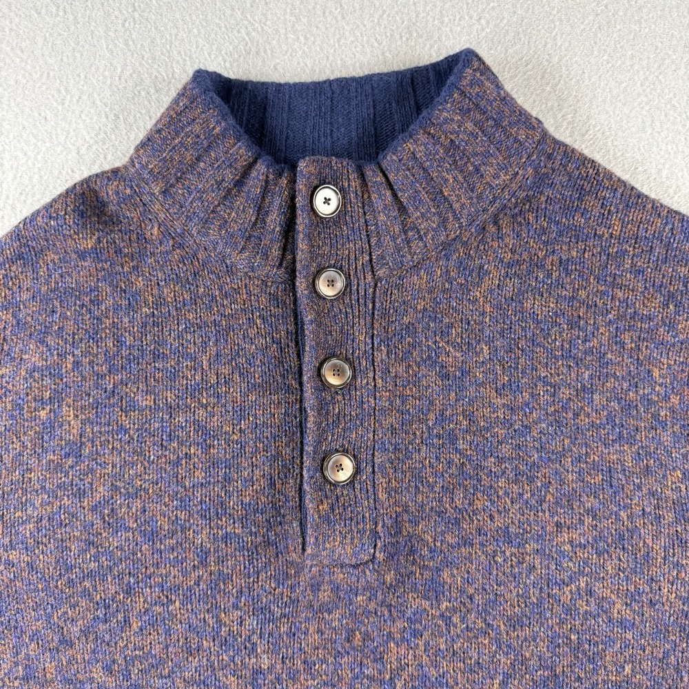 Jos A Bank Reserve Mens XL Wool Blend Mock Neck Button Sweater Purple Marled